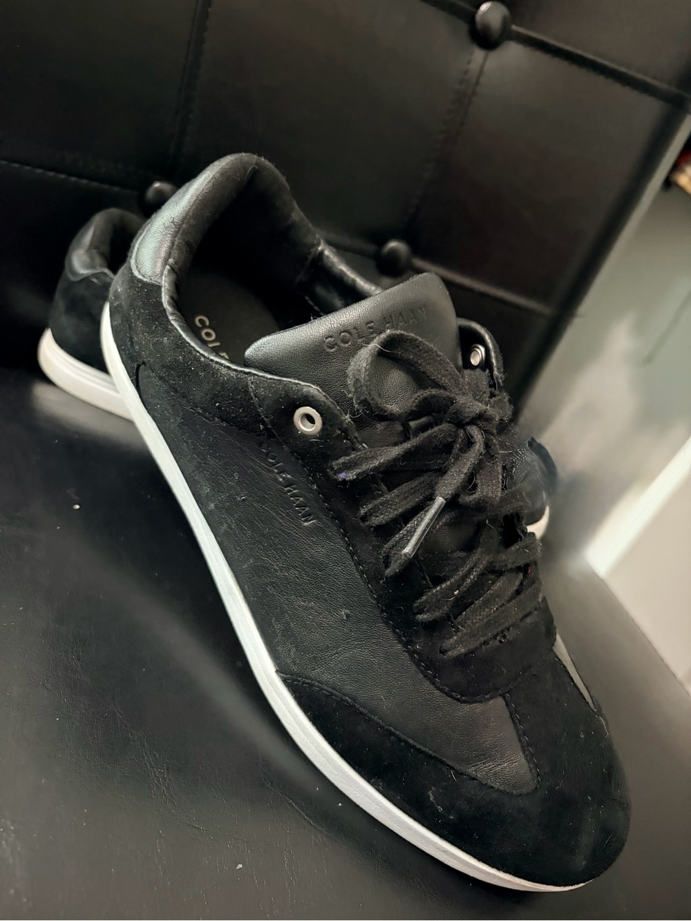Cole Haan Men's Black Low-Top Leather & Suede Sneakers